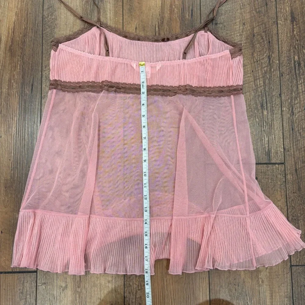 Vintage Y2K Victoria’s Secret Dusty Rose Pink Sheer Mesh Mini Slip Dress M